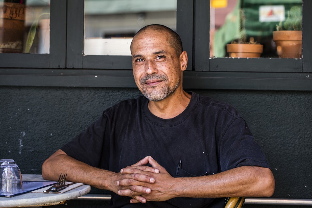 a man sitting at a table