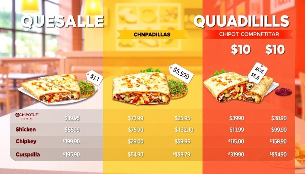 Chipotle Quesadilla Price Comparison