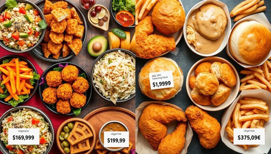 KFC vegetarian menu prices comparison