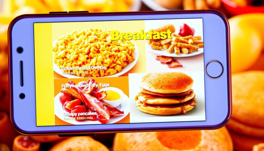 McDonald's breakfast menu items on mobile app