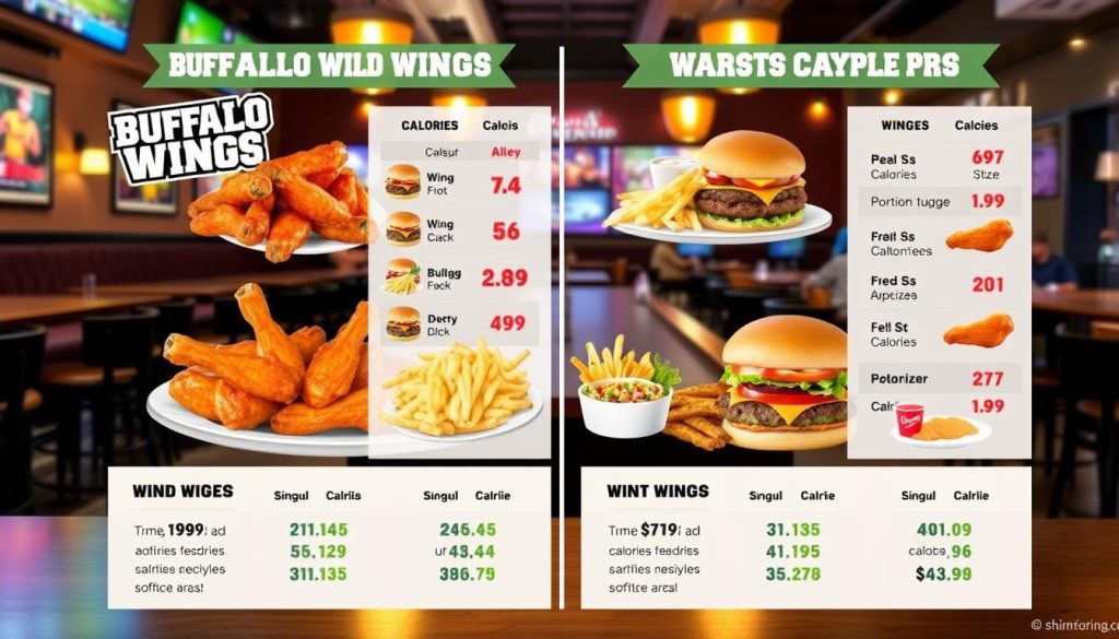 Sports bar menu calories comparison