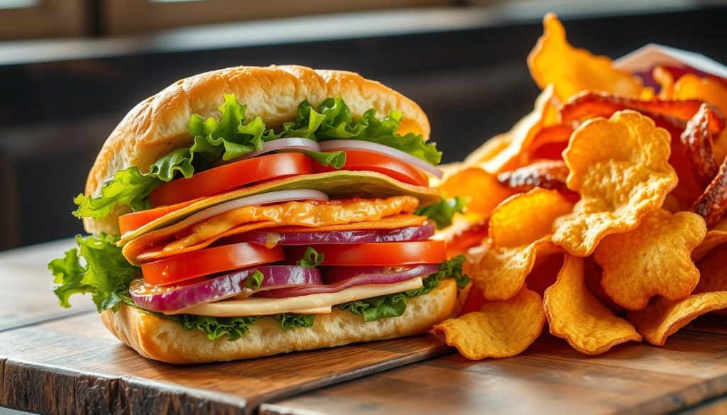 Subway sandwich and chips pairing