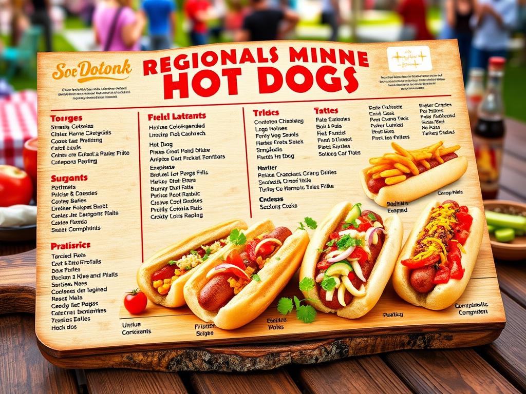 regional hot dog menu