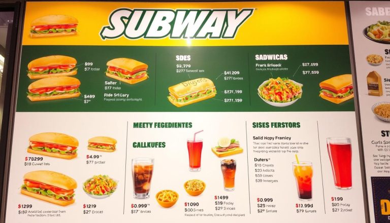 subway menu with prices