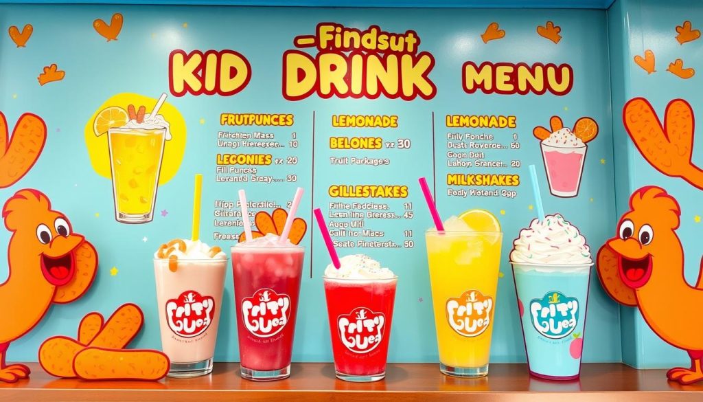 Kid's Drink Menu at Chicken Finger Restaurant